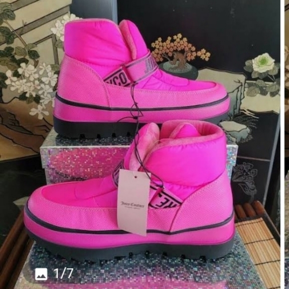 Hot Pink Juicy Couture Veronica Puffer Snow Boots Shoes Size 7M and 8M - Picture 1 of 8